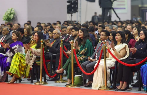 Gathering at the National Startup Day programme marking a decade of Startup India at Bharat Mandapam, in New Delhi on January 16, 2026. PM addressing on the occasion.