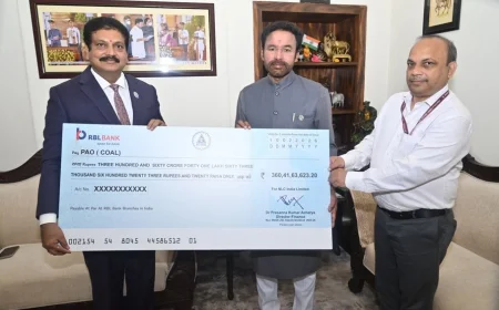 CMD NLC INDIA LIMITED HANDS OVER ₹360 CRORE INTERIM DIVIDEND TO HONOURABLE MINISTER OF COAL & MINES, SHRI G. KISHAN REDDY GARU