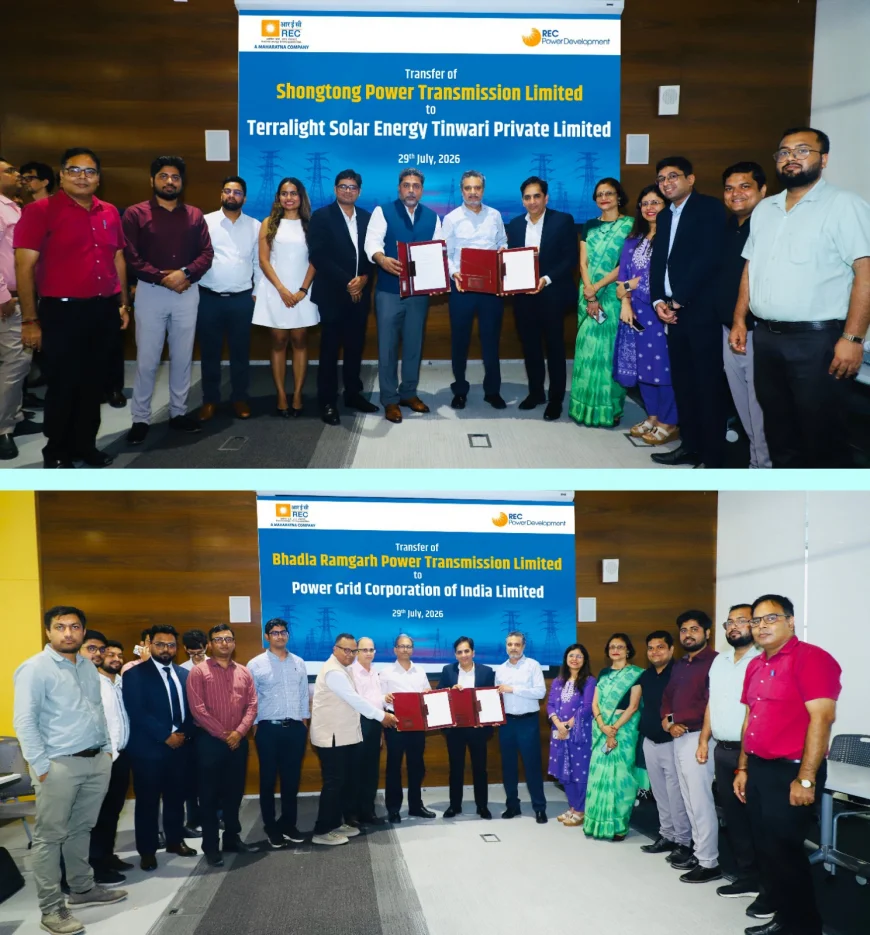 RECPDCL Hands Over Bhadla Ramgarh Power Transmission limited to Power Grid Corporation of India Limited and Shongtong Power Transmission Limited to Terralight Solar Energy Tinwari Private Limited