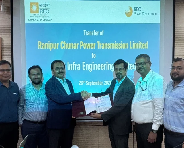 RECPDCL Hands Over Ranipur Chunar Power Transmission Limited, a SPV of Intra State Transmission Project of Uttar Pradesh, to M/s H G Infra Engineering Limited